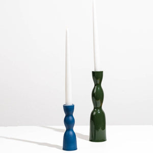 Wave Candleholder Tall - Dark Green