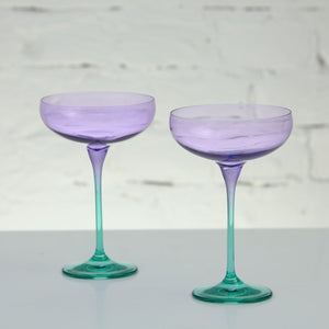 Coloured Cocktail Coupe Glass Set of 2, Violet Mint