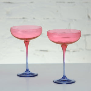 Coloured Champagne Coupe, Set of 2, Eros & Neptune