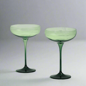 Coloured Cocktail Coupe Glass Set of 2, Shamrock & Seaweed