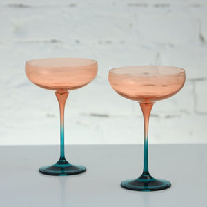 Coloured Cocktail Coupe Glass Set of 6, Oxidized Copper