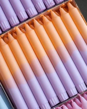 Taper candles- Spring vibes pastel orange / purple