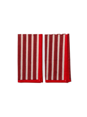 Block Stripe Napkins - Crimson Red / Blush