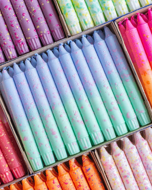 Taper candles- Summer vibes / Blue & Mint, Pink Confetti