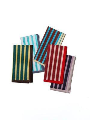 Block Stripe Napkins - Crimson Red / Blush