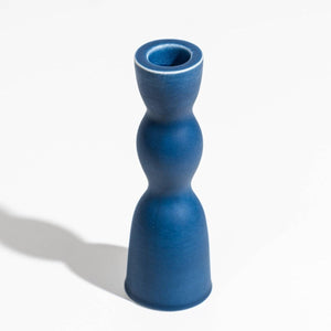 Wave Candleholder Low - Blue