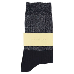 Lurex Block Socks - Silver  / Blue: EU 36/41   UK 3.5/7   US 6/9.5