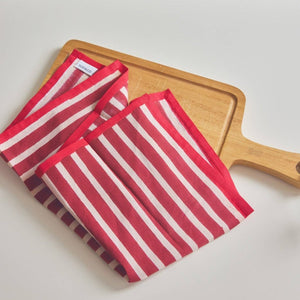 Block Stripe Napkins - Crimson Red / Blush