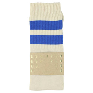 Unisex Tube Socks - Ecru / Bright Blue: EU 36/45   UK 6/10   US 6.5/11