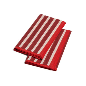 Block Stripe Napkins - Crimson Red / Blush