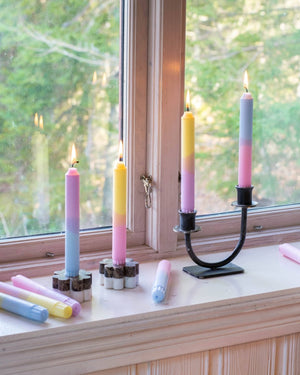 Taper candles- Spring vibes pastel yellow / pink