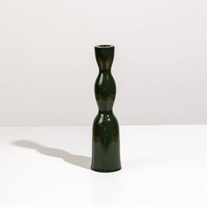 Wave Candleholder Tall - Dark Green