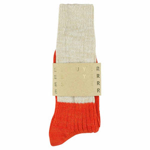 Melange Block Socks Ecru / Orange: EU 40/45 UK 6/10 US 6.5/11