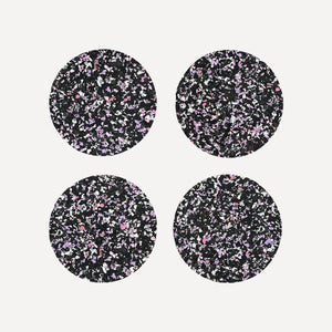 Speckled Round Cork Coasters Set of 4 - Black/Purple