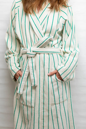 Naram Bathrobe, pure white & grass S/M