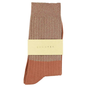 Lurex Block Socks - Gold  / Arabian Spice: EU 36/41   UK 3.5/7   US 6/9.5