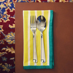 Block Stripe Napkins - Lemon / White