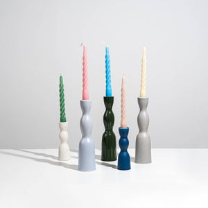 Wave Candleholder Tall - Dark Green