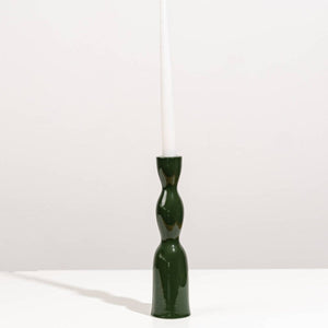 Wave Candleholder Tall - Dark Green