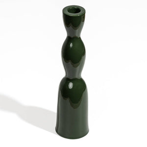 Wave Candleholder Tall - Dark Green