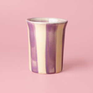 Ceramic Breakfast Cup - Lilac and Yellow Stripes