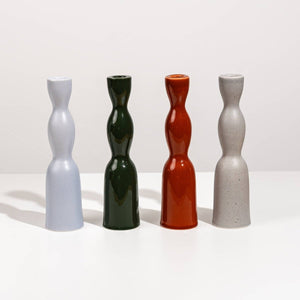 Wave Candleholder Tall - Grey Speckle