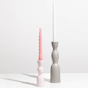 Wave Candleholder Tall - Grey Speckle