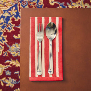 Block Stripe Napkins - Crimson Red / Blush